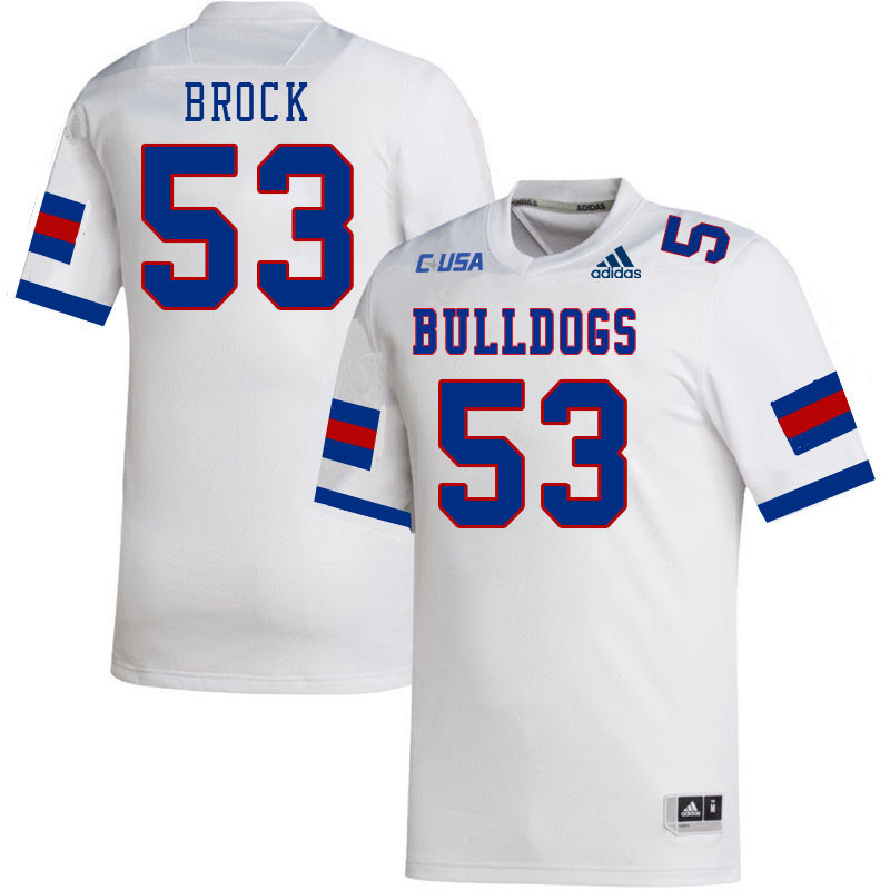 Men-Youth #53 Jakobe Brock Louisiana Tech Bulldogs 2023 College Football Jerseys Stitched Sale-White